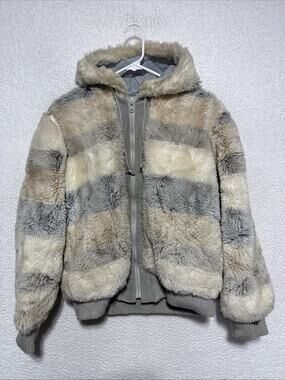 Vintage Weather Tamer Faux Fur Full Zip Hooded Women’s Coat Size Large